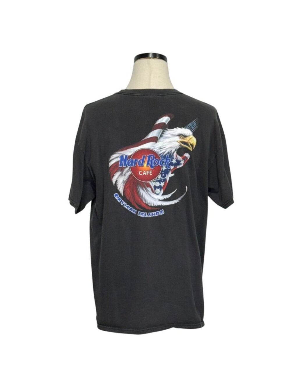 Hard Rock Cafe Cayman Islands Eagle Graphic T-Shirt Black Large 100% Cotton